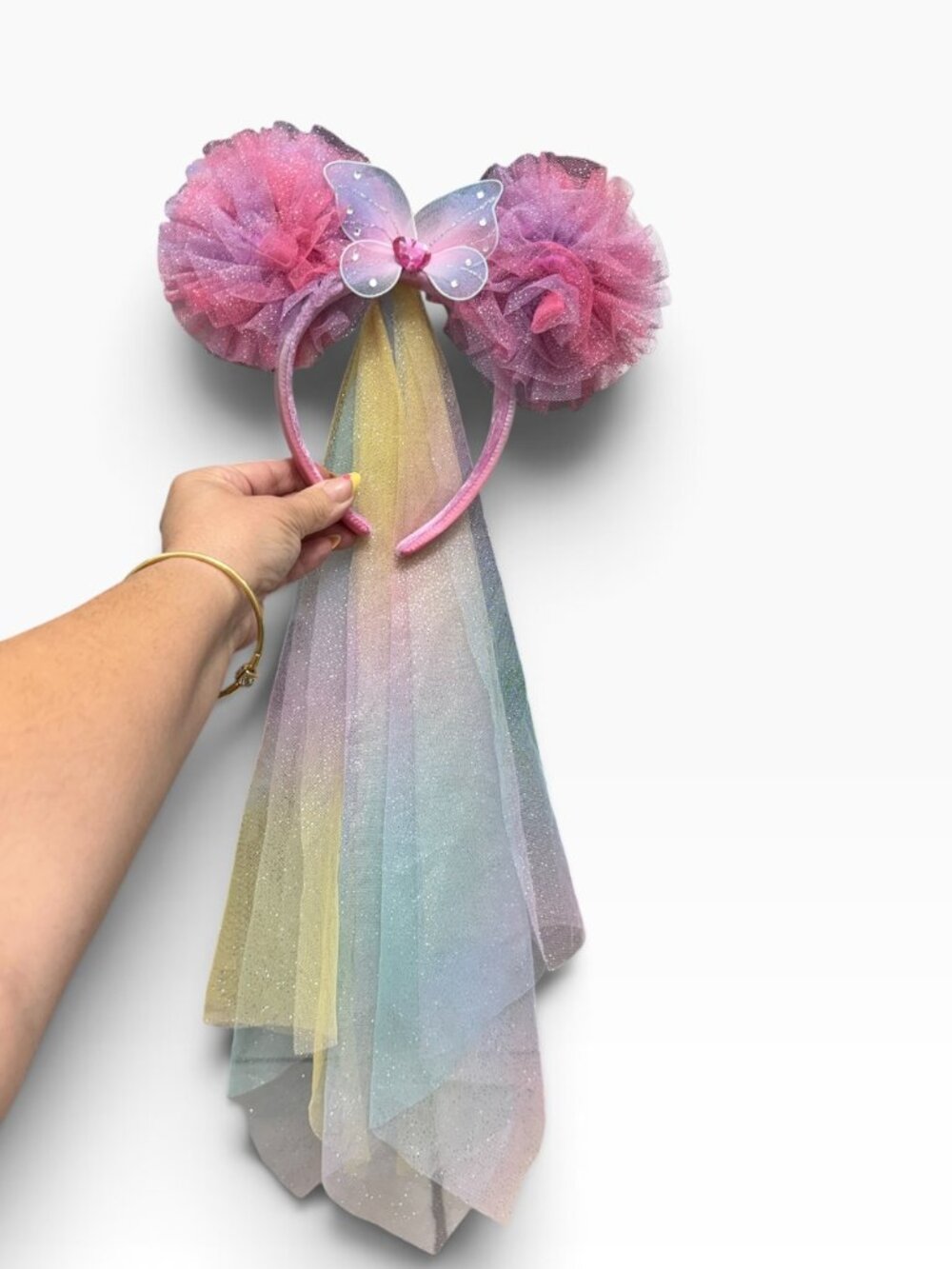 Disney Parks Fairies Minnie Mouse Ears Headband Pastel Colors With Princess Veil
